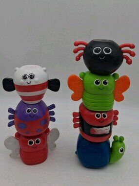 Lot of 7 Lamaze Learning Curve Stackable Magnetic Rattles Bugs Baby Toddler HTF
